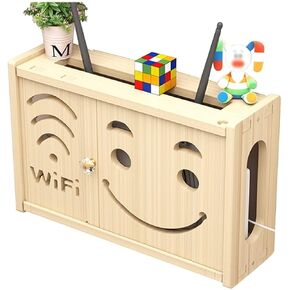Wireless Network Organizer Single Drawer Wall-Mounted Floating Shelf WiFi Storage Box, Cable Organizer, Power Tap Protector