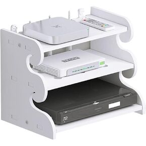 Wall-Mounted Wireless Network Organizer, Three-Layer TV Set-Top Box Shelf, White Router Storage Box, Punch-Free Design