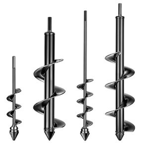 Set of 4 Auger Drill Bit for Planting (16x 3.5, 12x3, 15x2, 9x1.6) Garden Ground Earth Spiral Drill Bit for 3/8" Hex Drive Drill Easy Auger for Post Hole Digger Bedding Rapid Planter Tool