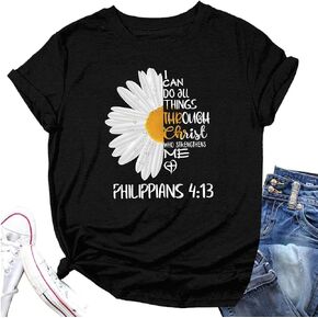 Love in Faith Christian I Can Do All Things T Shirts for Women