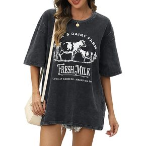 Zipper Nursing Friendly Tops for Women Breastfeeding Maternity Shirts Cotton Oversized Graphic Acid Wash Funny Tees