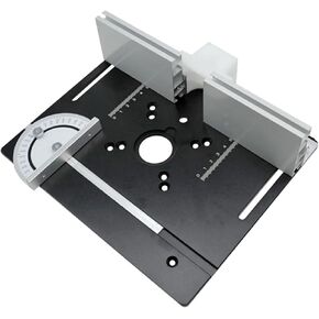 Router Lift and Aluminum Router Plate W/Sliding Fence and Miter Gauge for Wood Router Trimming Machine Working Benches DIY Tool(Black Plate Set)