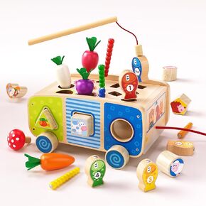 Montessori Wooden Shape Sorter Toys التعليمية للأطفال الصغار الذين تتراوح أعمارهم بين 2-3 سنوات - تنمية المهارات الحركية الرائعة ، هدية تعلم ما قبل المدرسة للبنين والبنات