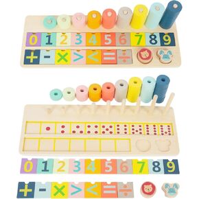 Wooden Toys for Toddlers, Shape Sorter Montessori Stacking Toys Educational Recognition Number Puzzle, Early Preschool Learning Gifts for 3 Year Old Girls Boys (Learning Toy)