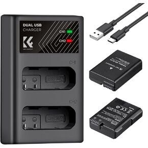 K&F Concept EN-EL14 Battery and Charger for Nikon EN-EL14 Battery, with Dual Charging Slot, Fit for Nikon D3500 D5600 D3200 D3300 D3400 D5500 Coolpix P7800 P7700 P7200 P7100 P7000 (1050mAh*2)