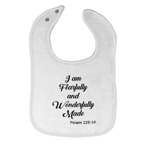 Toddler & Baby Bibs Burp Cloths Christian I Am Fearfully and Wonderfully Made Psalm 139:14 Cotton Baby Items for Baby Girl & Boy White Design Only