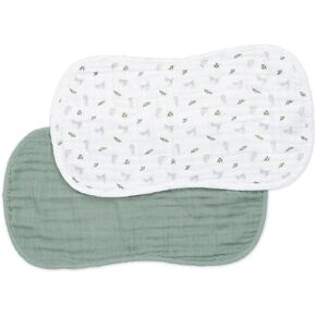lulujo Muslin Burp Cloths, 100% Cotton, Baby Essentials,Soft & Absorbent, Boys & Girls Baby Rags for Newborn - Bunnies/Fern