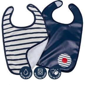 BabyToLove Set of 2 Bibs | Soft & Waterproof with a Hook & Loop Closure | Infant & Toddler Mealtimes