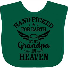 inktastic Handpicked for Earth By My Grandpa in Heaven Angel Wings Baby Bib