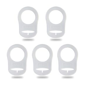 5 Pack Clean Pacifier Clip Silicone Adapter Holder Rings for Pacifier (Food Grade, Clear)