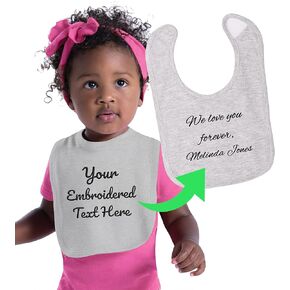 Personalized Baby Bib with Embroidered Text - Custom Cotton Bibs - Baby Girl & Boy