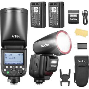 Flash Godox V1 Pro N USA مع 2*بطارية لكاميرا نيكون مع فلاش خارجي SU-1 2980MAH 76W بطارية TTL 1/8000S HSS
