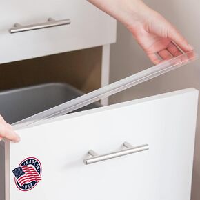 Cabinet Hero Slimline Door Protector – Slip-On Plastic Edge Guard – Protect Kitchen & Drawer Fronts – Prevent Wear, Discoloration, Cabinet Bumpers – 13/16" Thick, 18" Length – Clear, Pack of 4