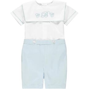 Baby Boy Shirt and Short Set Classic Monogram Blank Bobbie Suit