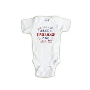 Fourth Of July Pregnancy Announcement, Red, White And Blue Our Little Firecracker Is Due