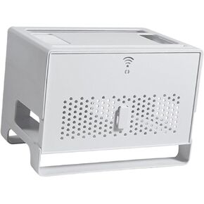 Router Storage Box Power Strip Box Hider Large Capacity Wire Storage Desktop Organizer Cable Management Box for Living Room, White