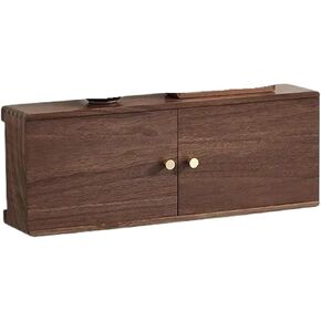 Wall Mounted Router Organizer Wood WiFi TV Set Top Box Walnut Wood Router Box Wood Router Storage Box(Large)