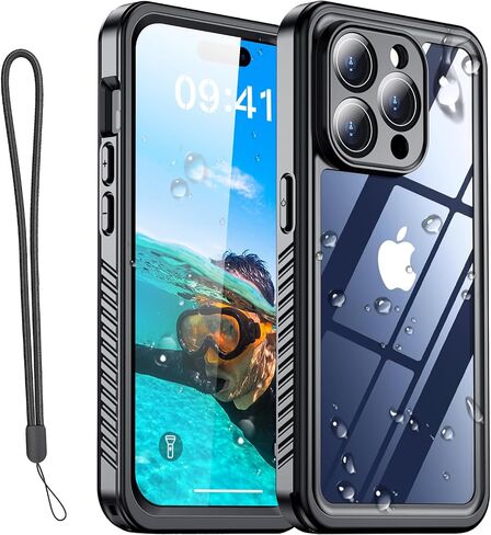 حافظة AICase لهاتف iPhone 15 Pro مقاومة للماء وواقي شاشة مدمج ومقاوم للثلوج والغبار والصدمات ومعتمد من IP68 [حقيقي 360] حماية كاملة للجسم محكمة الغلق بالكامل تحت الماء لهاتف iPhone 15 Pro 6.1" in Kuwait