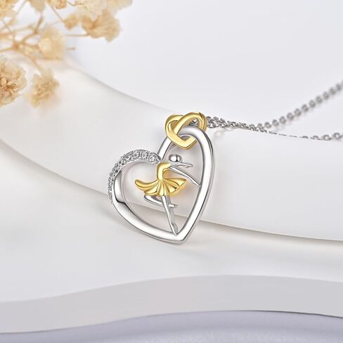 925 Sterling Silver Heart Ballet Dance Lovers Dancer Necklace Ballerina Silhouette Jewelry Gift for Women in Kuwait