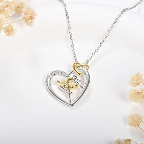 925 Sterling Silver Heart Ballet Dance Lovers Dancer Necklace Ballerina Silhouette Jewelry Gift for Women in Kuwait