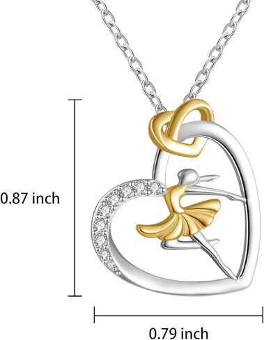 925 Sterling Silver Heart Ballet Dance Lovers Dancer Necklace Ballerina Silhouette Jewelry Gift for Women in Kuwait