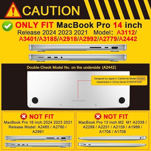 Batianda Ultimate Protection Case for M3 MacBook Pro 14 2021 2023 Model A2442/A2779 Matte Carbon Fiber Edges Shockproof Anti-Scratch and Anti-Fingerprint with Keyboard Cover and Screen Protector,Black in Saudi Arabia