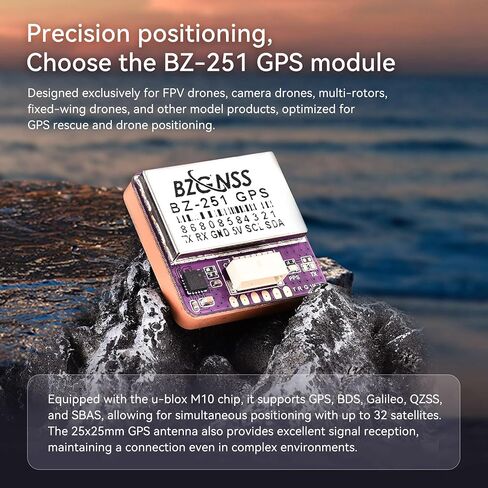 BZGNSS BZ-181 FPV GPS Module - Dual Protocol M10 Drone GPS for RC FPV Drone Racing Fixed-Wing Long-Range Flight Compatible with F405 F722 Flight Controller by Speedybee in Kuwait