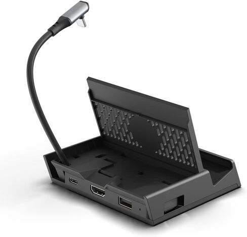 Skull & Co. SteamDock: قاعدة توصيل متعددة الاستخدامات وصغيرة الحجم ومحمولة مع محور USB قابل للفصل ومحول تلفزيون HDMI لجهاز Steam Deck ROG Ally والأجهزة الأخرى (لأجهزة Switch OLED والهواتف الذكية والكمبيوتر المحمول) - أسود in Kuwait