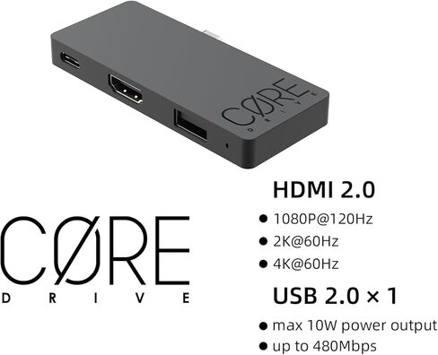 Skull & Co. SteamDock: قاعدة توصيل متعددة الاستخدامات وصغيرة الحجم ومحمولة مع محور USB قابل للفصل ومحول تلفزيون HDMI لجهاز Steam Deck ROG Ally والأجهزة الأخرى (لأجهزة Switch OLED والهواتف الذكية والكمبيوتر المحمول) - أسود in Kuwait