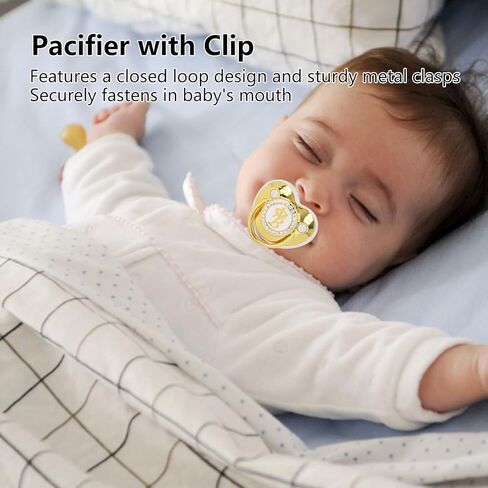 Golden Letter Baby Pacifier ، Pling Pling Pacifier مع مقاطع مصاصة وغطاء لمكافحة الغبار للتصوير الفوتوغرافي لعيد ميلاد الطفل الجديد (أ) in Kuwait