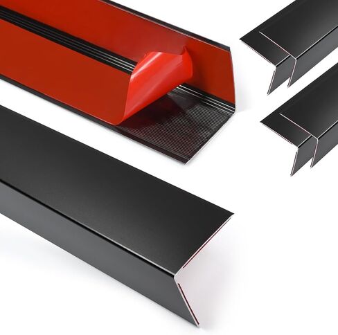 4Pack الألومنيوم الحامي المعدني الزاوية ، 45 ″ × 1 ″ قشر وعصا لتلب الحرس الزاوية مع زاوية 90 درجة ، لحماية الأثاث إطار باب الحائط حماية وتزيين (أسود) in Kuwait