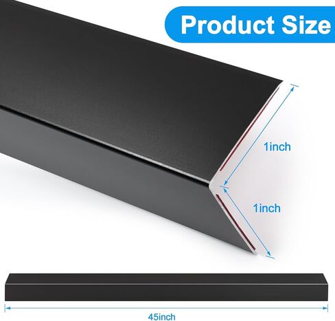 4Pack الألومنيوم الحامي المعدني الزاوية ، 45 ″ × 1 ″ قشر وعصا لتلب الحرس الزاوية مع زاوية 90 درجة ، لحماية الأثاث إطار باب الحائط حماية وتزيين (أسود) in Kuwait
