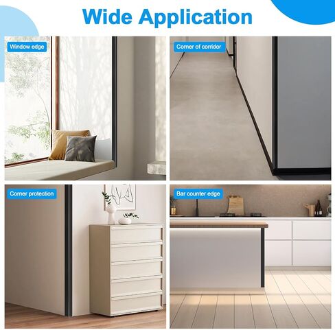 4Pack الألومنيوم الحامي المعدني الزاوية ، 45 ″ × 1 ″ قشر وعصا لتلب الحرس الزاوية مع زاوية 90 درجة ، لحماية الأثاث إطار باب الحائط حماية وتزيين (أسود) in Kuwait