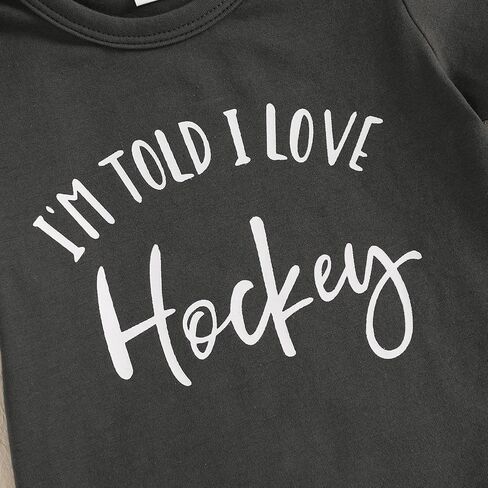 Newborn Baby Girl Hockey Clothes I'm Told I Love Hockey Romper Bell Bottom Flare Pants Set 3Pcs Infant Summer Outfits in Saudi Arabia