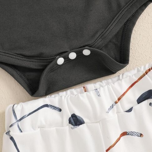 Newborn Baby Girl Hockey Clothes I'm Told I Love Hockey Romper Bell Bottom Flare Pants Set 3Pcs Infant Summer Outfits in Saudi Arabia