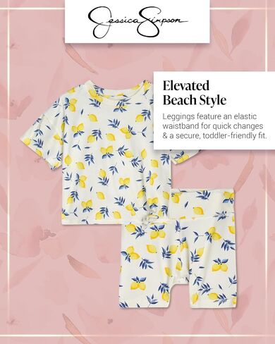 Jessica Simpson Baby Girls Shorts Set - 2 Piece Short Sleeve Girls Top, Biker Shorts for Infants & Toddlers in Kuwait
