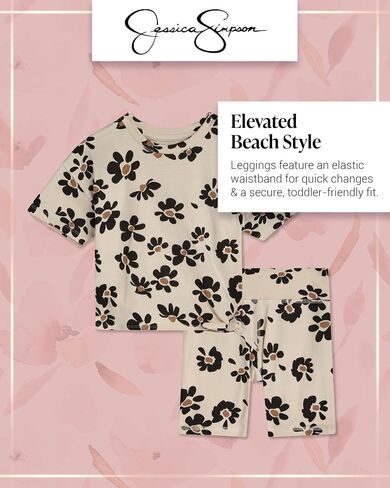 Jessica Simpson Baby Girls Shorts Set - 2 Piece Short Sleeve Girls Top, Biker Shorts for Infants & Toddlers in Kuwait