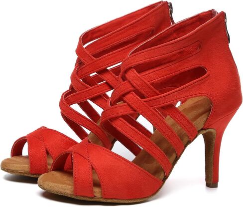 AOQUNFS Womens Latin Dance Boots Salsa Tango Performance Practice Ballroom Ankle Dance Shoes in Saudi Arabia