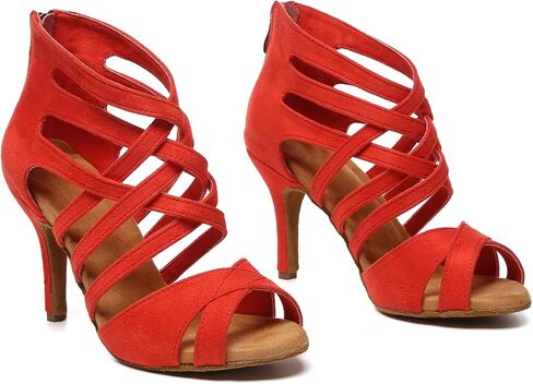 AOQUNFS Womens Latin Dance Boots Salsa Tango Performance Practice Ballroom Ankle Dance Shoes in Saudi Arabia