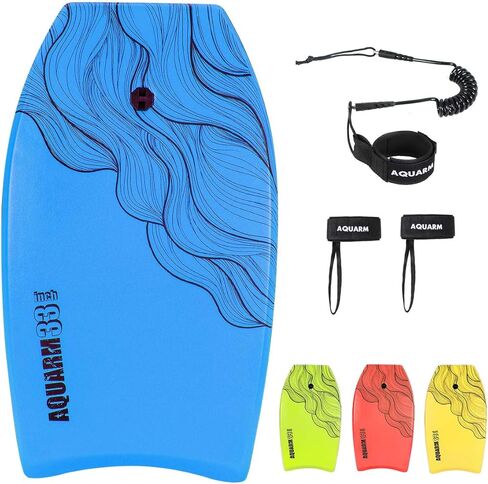 AQUARM XPE Bodyboard 33-inch/36-inch/41-inch Bodyboarding with Premium Wrist Leash and Fin Tethers, Super Lightweight & Slick Bottom Perfect Surfing for Kids Teens and Adults in Saudi Arabia