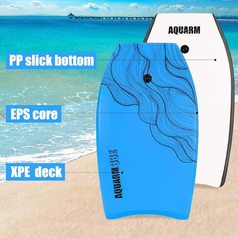 AQUARM XPE Bodyboard 33-inch/36-inch/41-inch Bodyboarding with Premium Wrist Leash and Fin Tethers, Super Lightweight & Slick Bottom Perfect Surfing for Kids Teens and Adults in Saudi Arabia