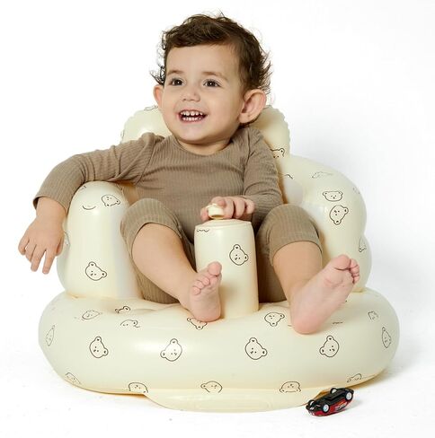 Baby Inflatable Seat for Babies 3-36 Months, Built in Air Pump Infant Back Support Sofa Toddler Chair for Sitting Up, Baby Floor Seater Gifts (Bear Cub) in Saudi Arabia