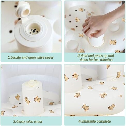 Baby Inflatable Seat for Babies 3-36 Months, Built in Air Pump Infant Back Support Sofa Toddler Chair for Sitting Up, Baby Floor Seater Gifts (Bear Cub) in Saudi Arabia