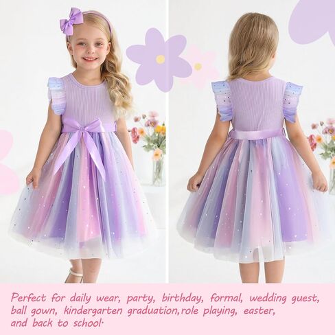 Toddler Girls Tulle Dress Summer Ruffle Sleeveless Baby Girl Fashion Tutu Dresses with Headband Princess Dress 2-6Y in Saudi Arabia