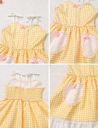 Imekis Toddler Girl Birthday Dress Summer Boho Plaid Easter Party Dress Cake Smash Photo Shoot outfit 1-6t in Kuwait