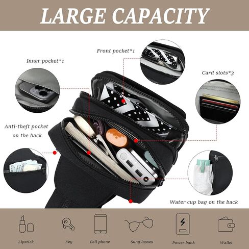 MYHOZEE Sling Bag Crossbody Backpack Purse - 2 in 1 Nylon Cross Body Bag Diaper with Wipes Pouch, Water Bottle Pocket in Saudi Arabia