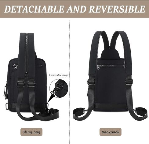 MYHOZEE Sling Bag Crossbody Backpack Purse - 2 in 1 Nylon Cross Body Bag Diaper with Wipes Pouch, Water Bottle Pocket in Saudi Arabia