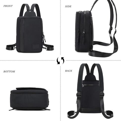 MYHOZEE Sling Bag Crossbody Backpack Purse - 2 in 1 Nylon Cross Body Bag Diaper with Wipes Pouch, Water Bottle Pocket in Saudi Arabia