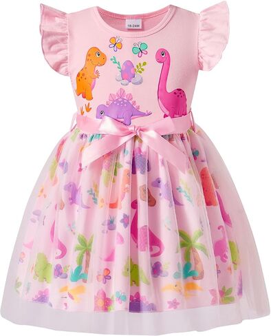 Toddler Girls Tutu Dress Kids Flutter Sleeve Princess Party Skirts Girls Summer Tulle Outfits Dresses in Kuwait
