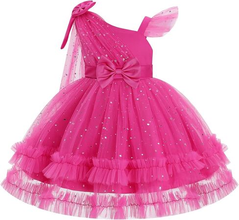 Idopip Toddler Baby Girls Sequin Heart Tutu Dress Pageant Wedding Flower Girl Dresses Princess Party Bowknot Dons in Kuwait